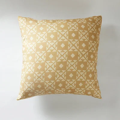 Dunelm Global Tile Cushion Beige and White