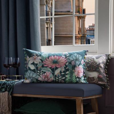 Dunelm Nesidora Velvet Rectangle Cushion Nesidora Emerald