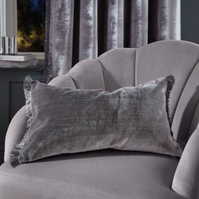 Dunelm Keston Velvet Boudoir Cushion Silver