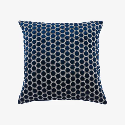 Dunelm Cut Velvet Polka Dot Navy Cushion Navy and White