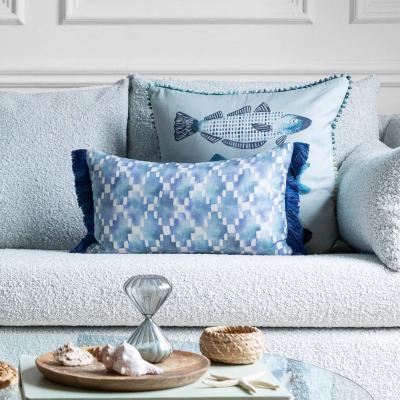 Dunelm Glenaire Cotton Rectangle Cushion Cobalt Blue