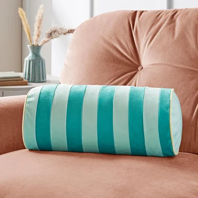 Dunelm Striped Velvet Bolster Cushion