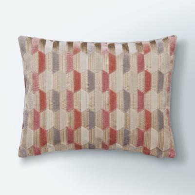 Dunelm Geo Cut Velvet Blush Cushion Blush, Grey and Brown