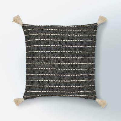 Dunelm Freya Striped Cushion Charcoal Charcoal