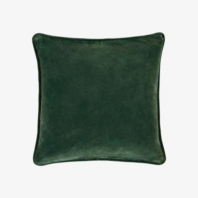 Dunelm Clara Cotton Velvet Square Cushion Emerald (Green)