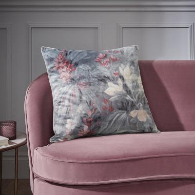 Dunelm Hyperion Interiors Anthea Floral Cushion Silver