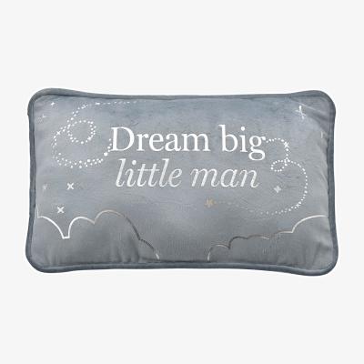 Dunelm Bambino Little Man Velvet Cushion Blue