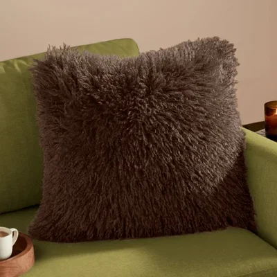 Dunelm Furn. Rowan Faux Fur Square Cushion