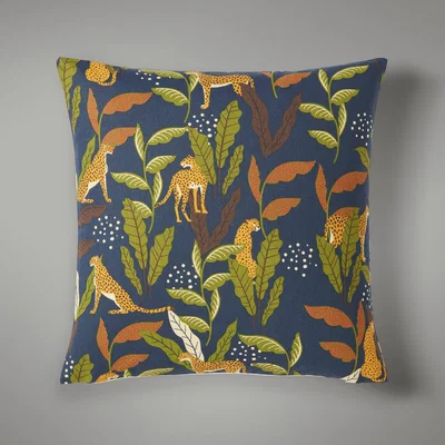 Dunelm Printed Jungle Cushion Cover Green/Yellow/Blue