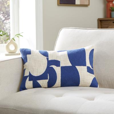 Dunelm Elements Geometric Cushion Classic Blue