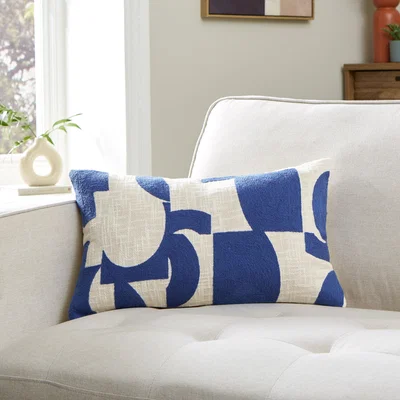 Dunelm Elements Geometric Cushion Classic Blue