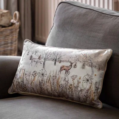 Dunelm Forest and Deer Scene Rectangular Cushion