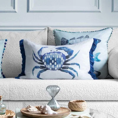 Dunelm Milton Cotton Rectangle Cushion Milton Cobalt