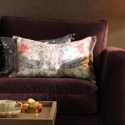 Dunelm Acanthis Velvet Rectangle Cushion Acanthis Bronze