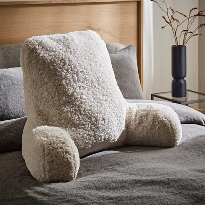 Dunelm Luxury Curly Faux Fur Cream Cuddle Cushion Cream