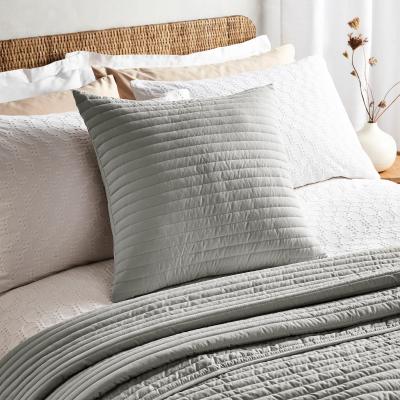 Dunelm Bianca Quilted Lines Square Cushion Silver