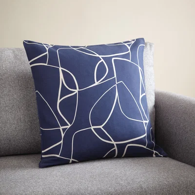 Dunelm Elements Paco Printed Navy Cushion Navy