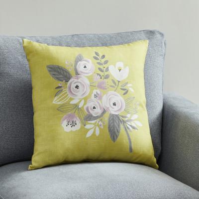 Dunelm Blooms Ochre Placement Cushion Yellow, Grey and White