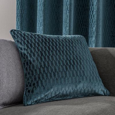Dunelm Valencia Velvet Geometric Teal Cushion Blue