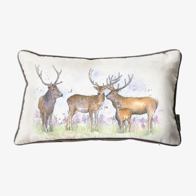 Dunelm Aquarelle Stags Cushion MultiColoured
