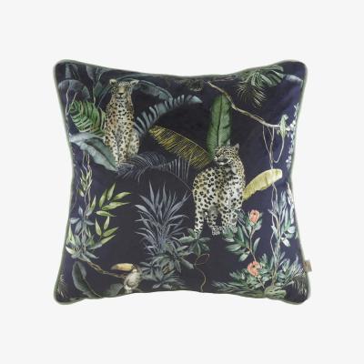 Dunelm Jungle Leopard Cushion Petrol Petrol (Blue)