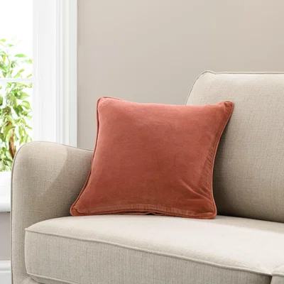 Dunelm Clara Cotton Velvet Square Cushion Baked Clay