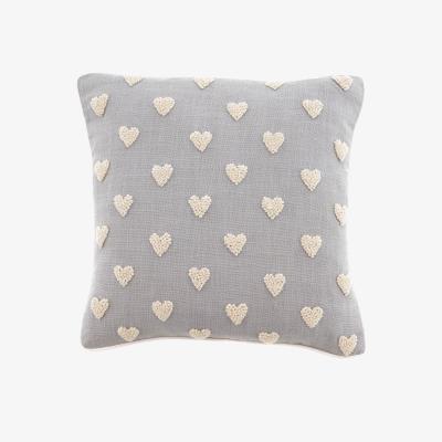 Dunelm French Knot Hearts Cushion Natural