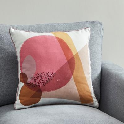 Dunelm Modern Leaves Placement Cushion White, Pink and Yellow
