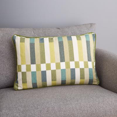 Dunelm Block Stripe Green Cushion Green