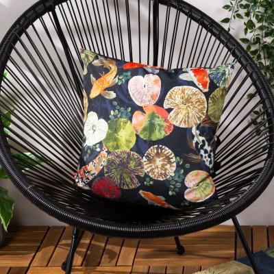 Dunelm Paoletti Koi Pond Outdoor Cushion Midnight (Blue)