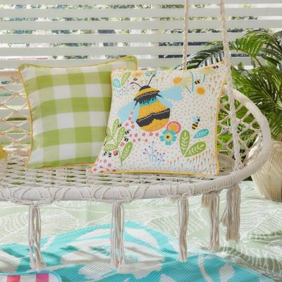 Dunelm Buzzy Bee Outdoor Cotton Square Filled Cushion