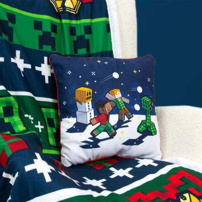 Dunelm Minecraft Snowy Square Cushion