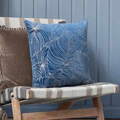 Dunelm Taro Square Cushion Taro Bluebell