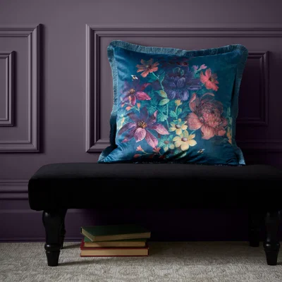 Dunelm Bridgerton By Catherine Lansfield Romantic Floral Cushion Green