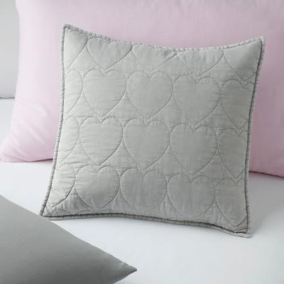 Dunelm Quilted Hearts Cushion Light Grey