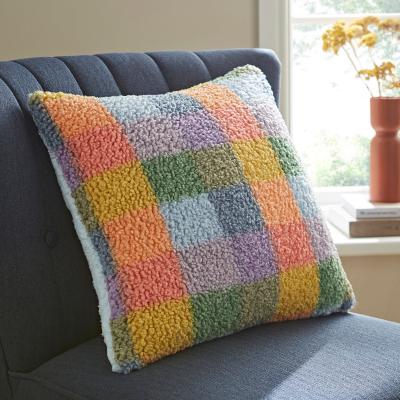 Dunelm Brights Checkerboard Boucle Cushion MultiColoured