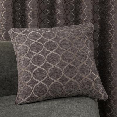 Dunelm Chenille Ogee Charcoal Cushion Brown