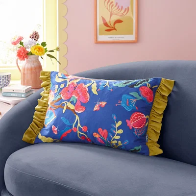 Dunelm Sophie Robinson Forgotten Garden Crewel Cotton Cushion