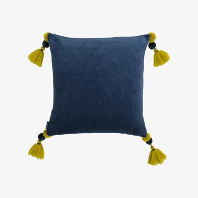 Dunelm Paoletti Poonam Blue Velvet Cushion Blue