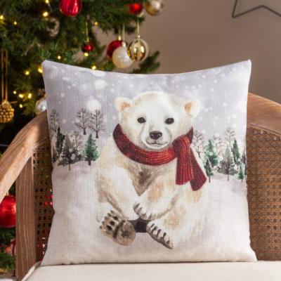 Dunelm Evans Lichfield Snowy Polar Bear Square Cushion