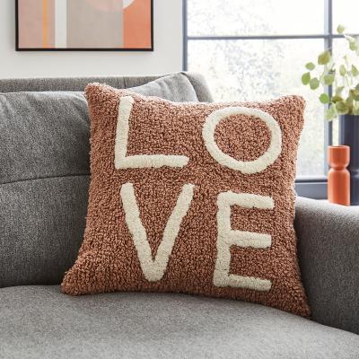 Dunelm Tufted Love Cushion Taupe