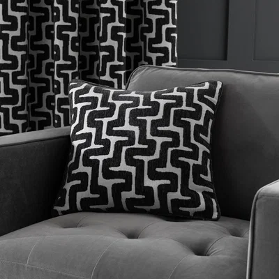 Dunelm Sonora Charcoal Cushion Black/White