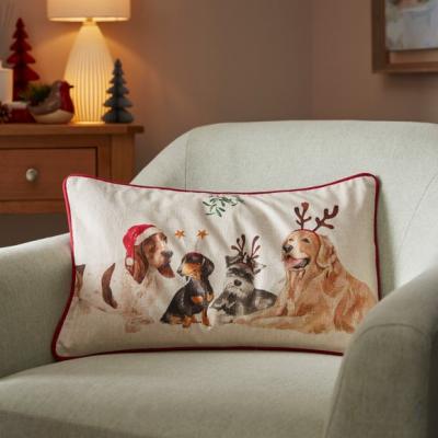 Dunelm Christmas Dogs Rectangular Cushion