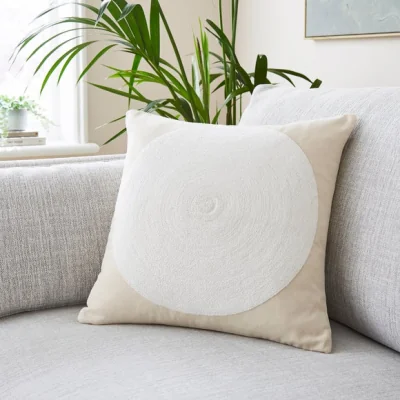 Dunelm Embroidered Circle Cotton Square Cushion