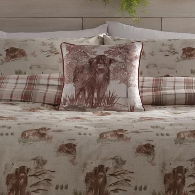 Dunelm Dreams & Drapes Hanson Highland Cow Square Cushion