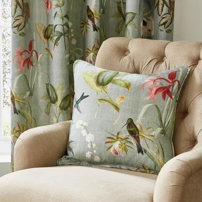 Dunelm Fresh Botanical Green Cushion Green