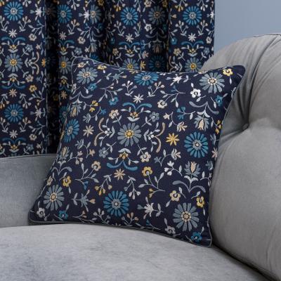 Dunelm Folk Floral Square Cushion Navy