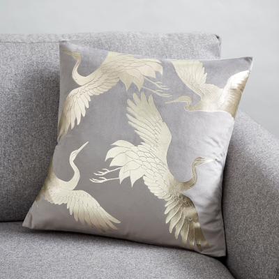 Dunelm Crane Foil Print Cushion Champagne