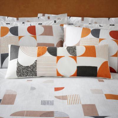 Dunelm Elements Oslo Large Boudoir Embroidered Cushion Burnt Orange