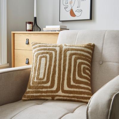 Dunelm Circular Knit Squares Cushion Brown